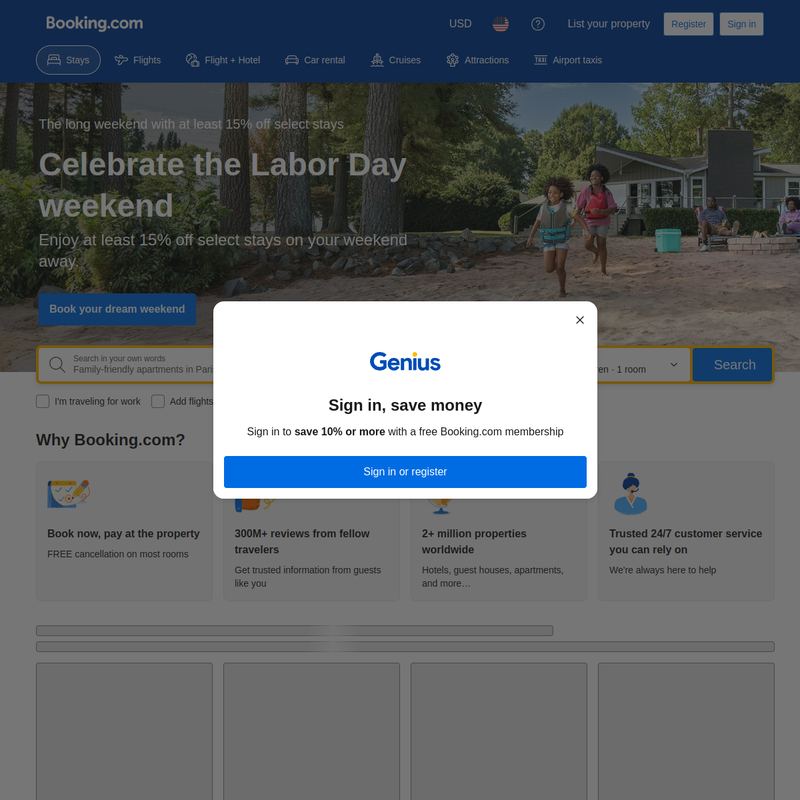 Booking — uniform grid in hotel listings